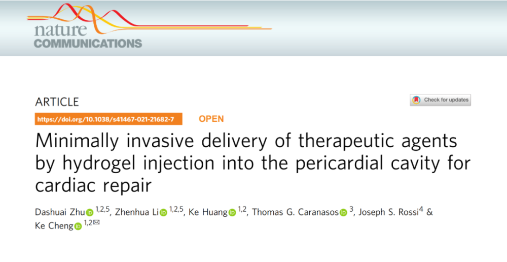 程柯|Nature子刊：程柯教授团队探索拯救心肌新方法，微创即可“修补”心脏
