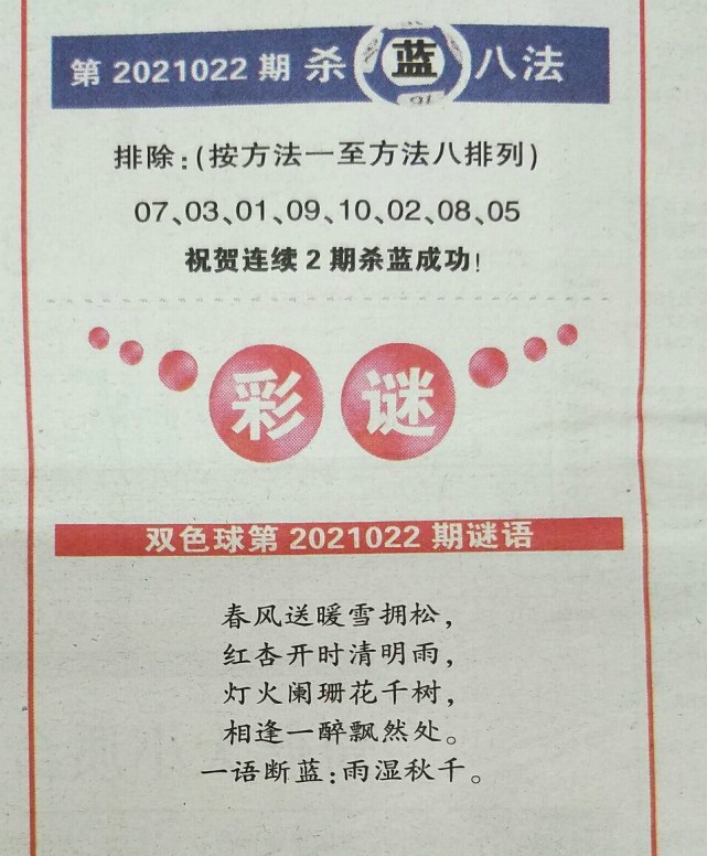 双色球21022期高清彩报欣赏红球大观园阳光探码九头鸟