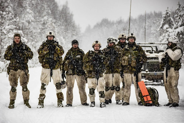 爱沙尼亚军队雪地训练,hk416太贵换不起,选了更便宜的美国步枪