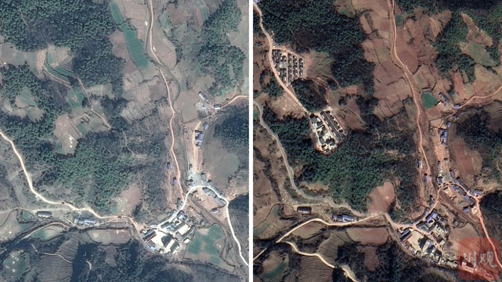 卫星看四川凉山州昭觉县三河村的拔地而起