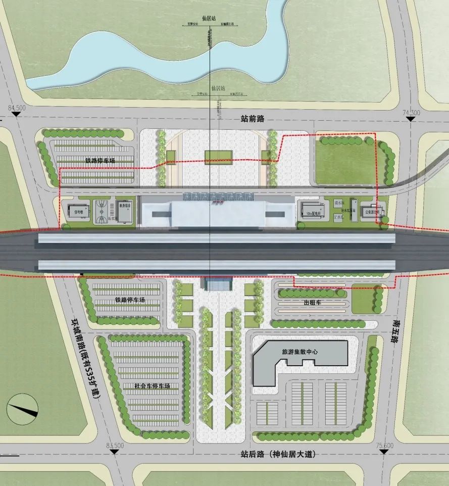 仙居站建筑规模约39000平米,为"线侧 线正下"式站房.