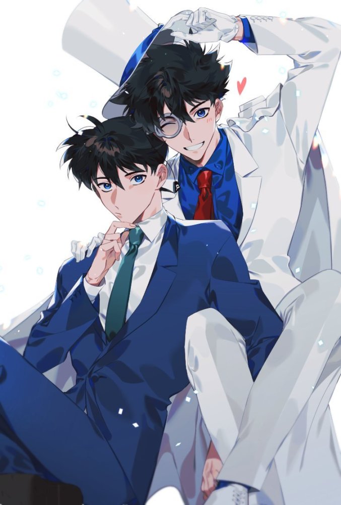 画师更新工藤新一和怪盗基德的画集,这个画风的确很好磕_腾讯新闻