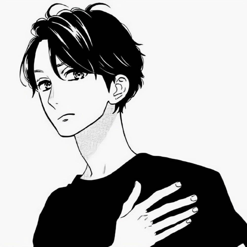 动漫头像黑白日系动漫男头