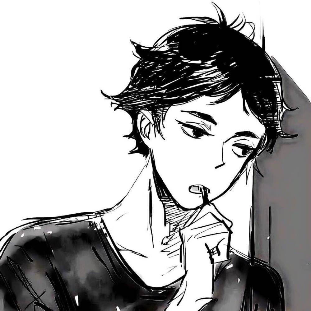 动漫头像黑白日系动漫男头