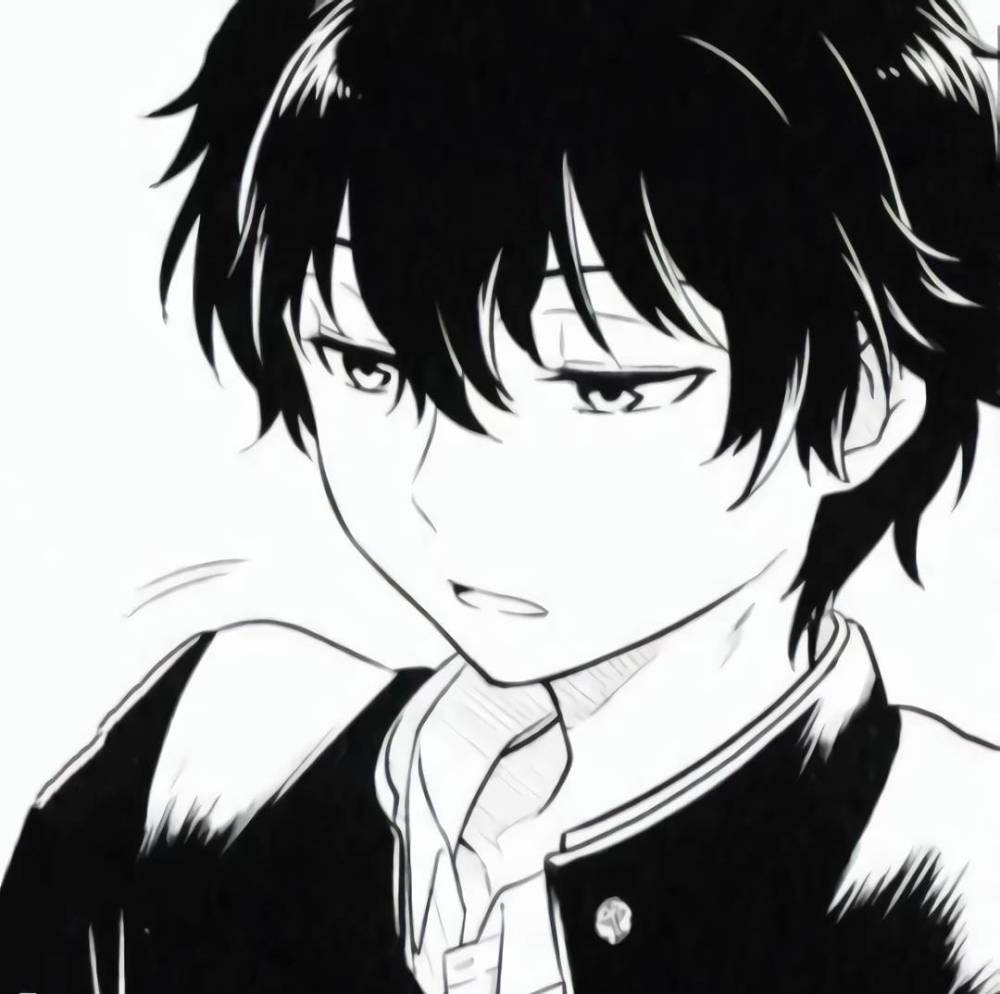 动漫头像黑白日系动漫男头