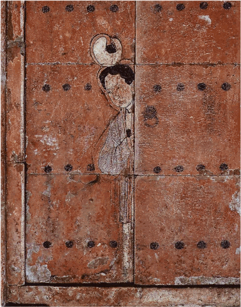 墓室里神秘的妇人启门图像,半露出身子窥探,到底喻示了什么?