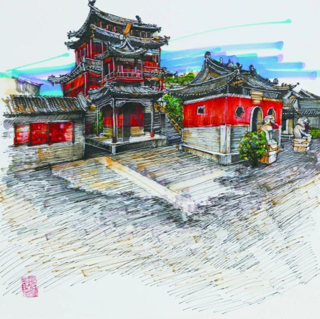 以简明的绘画展现建筑特色 描绘可以感触到的城市性格 而保定地域特色