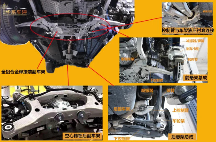 红旗hs5的底盘大量采用轻量化的铝合金材质,其悬架承载件使用轻量化铝