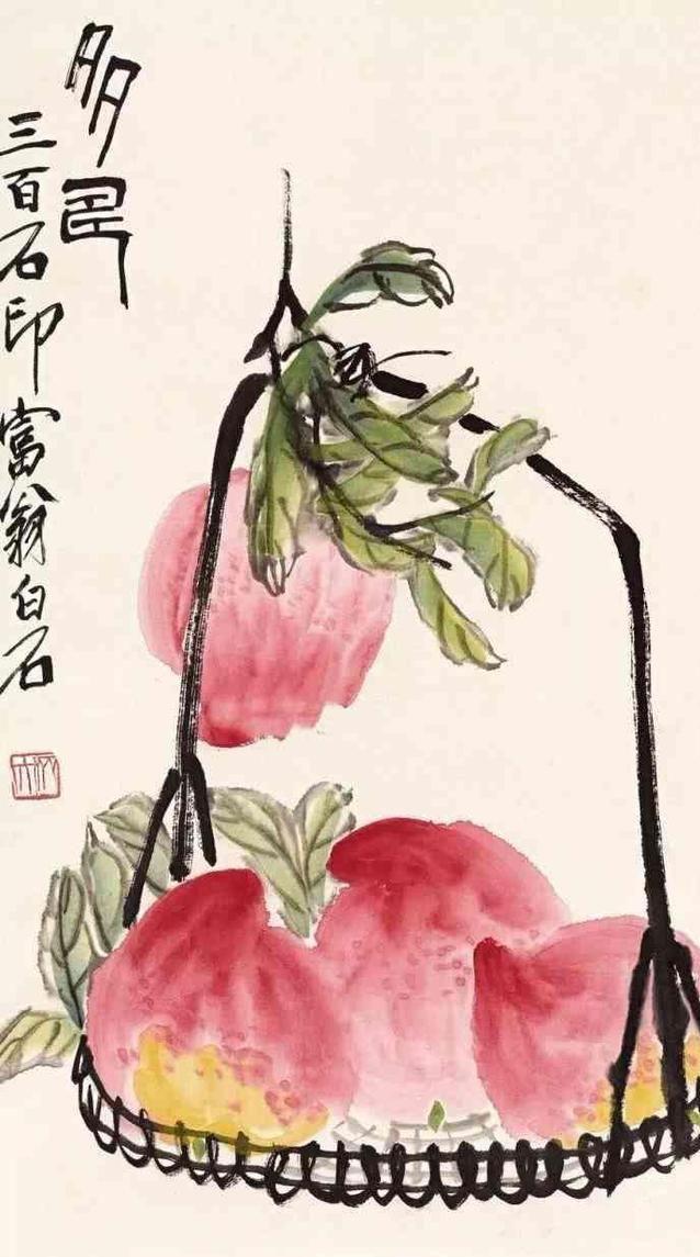 齐白石画《偷桃图》,人物神态太生动了_腾讯网