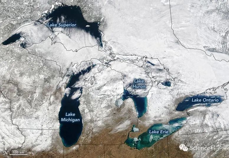 五大湖|太空视角展示五大湖冰盖剧烈变化