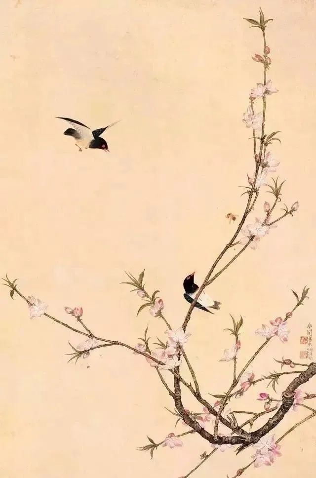 国画:三月桃花笑春风