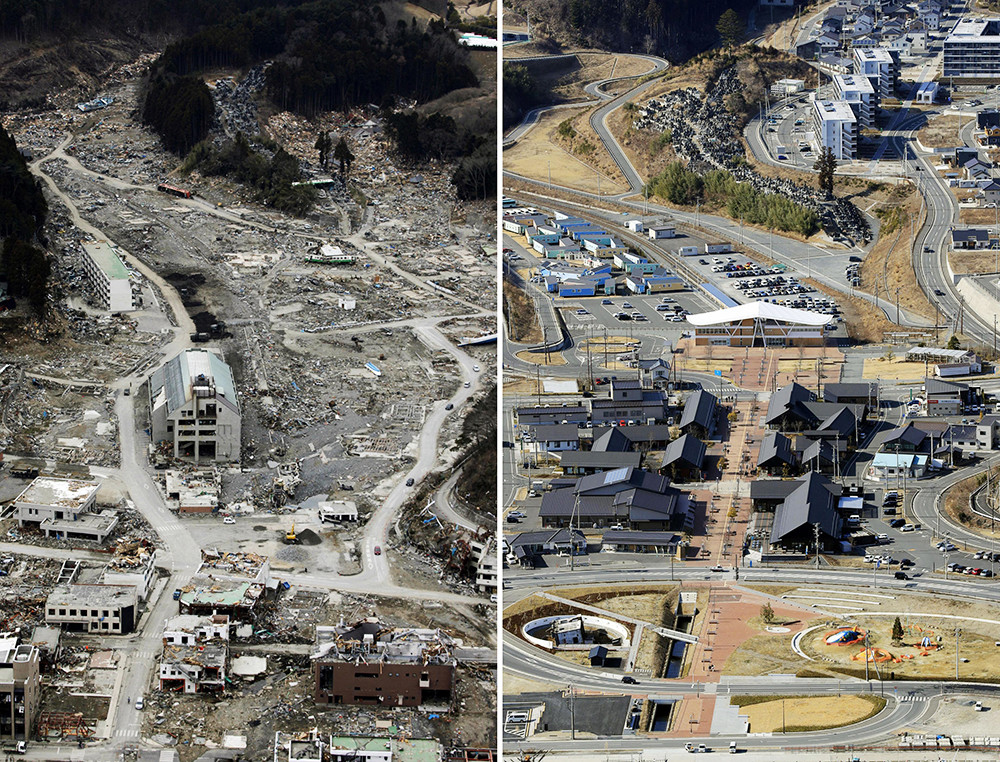 早安世界東日本大地震10週年災區的今昔對比變化驚人