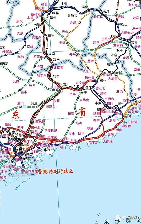 珠城际,珠机城际,广深铁路,穗深城际,广清城际,莞惠城际,以及武广高铁