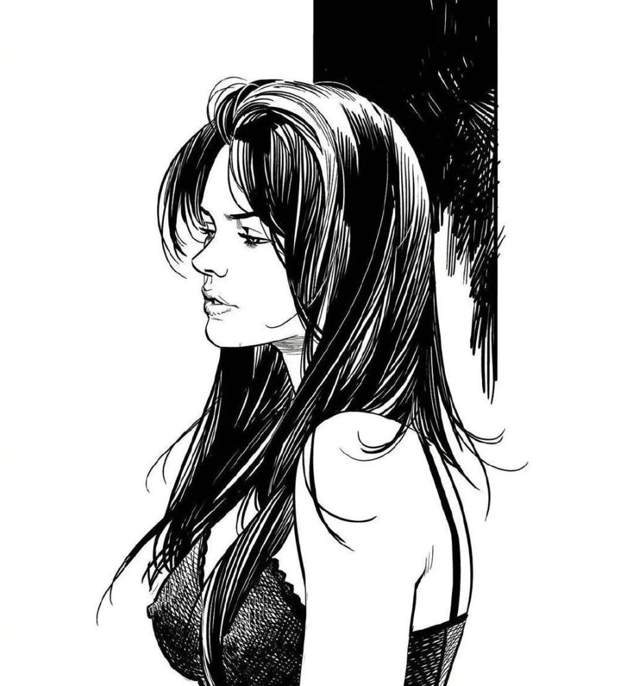 设计参考荡漾心魄的黑白线稿人设