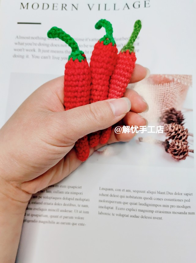钩针高清图解|红彤彤的辣椒,可爱有趣.