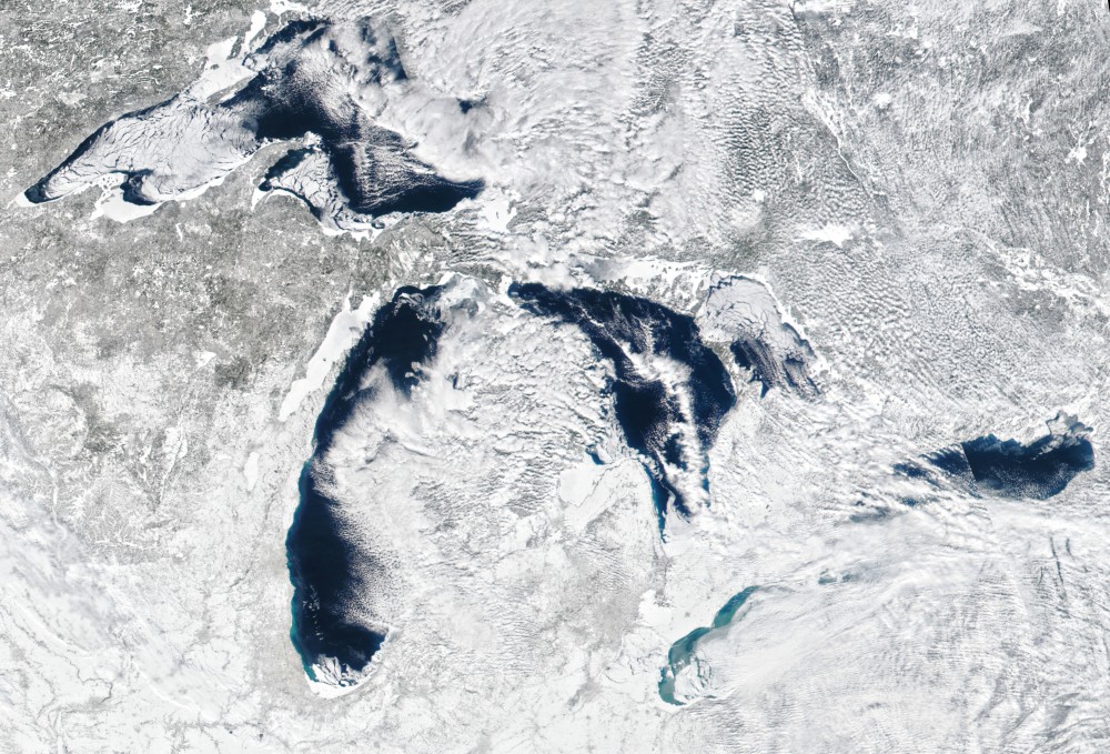 五大湖|北美五大湖自1970年以来，冬季的结冰面积大约每十年下降5％