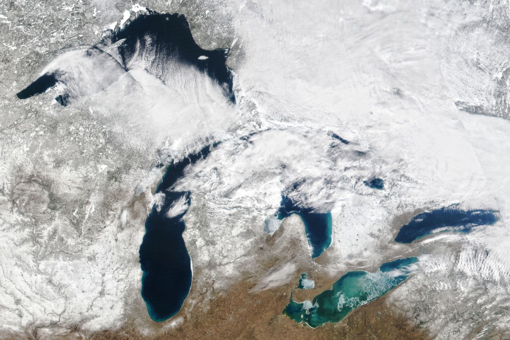 五大湖|北美五大湖自1970年以来，冬季的结冰面积大约每十年下降5％