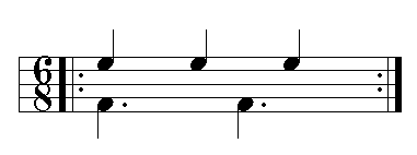 赫米奧拉(hemiola)拍子,在節奏上的表達指三個節拍的時值用兩個等時