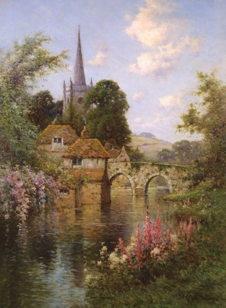 色彩斑斓的花园风景画