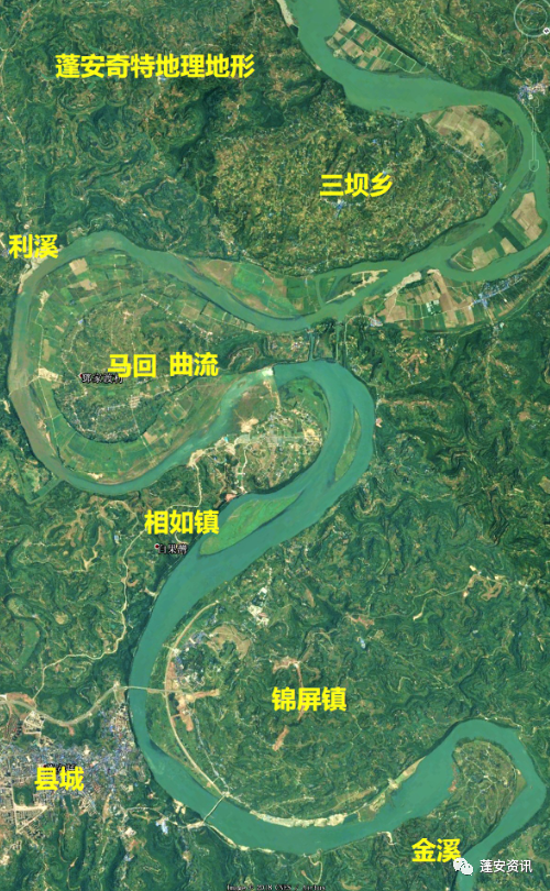 图看蓬安嘉陵江奇特的地形古河道和太极阴阳八卦