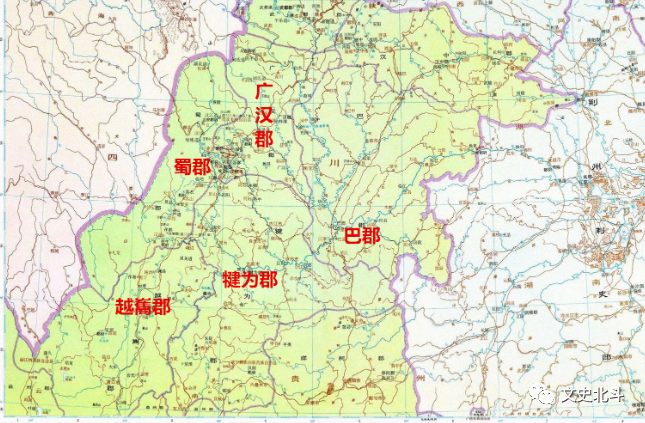 出现了10多个郡,其中巴郡被拆分为了巴西,巴郡,巴东,涪陵郡三分部