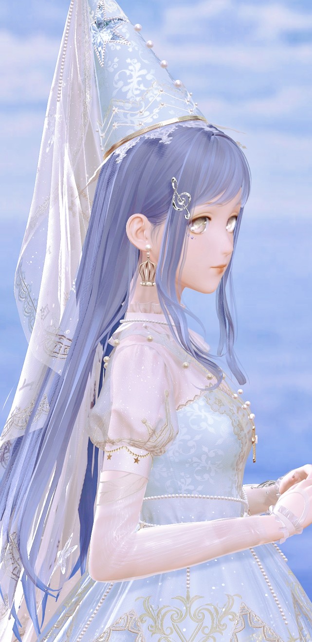闪耀暖暖莫笛新套装星星变奏曲梦幻华丽白纱尖顶帽有流星划过