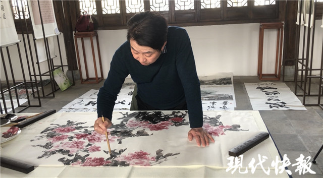 春日盛事20多位诗书画名家集聚盐城大纵湖挥毫泼墨