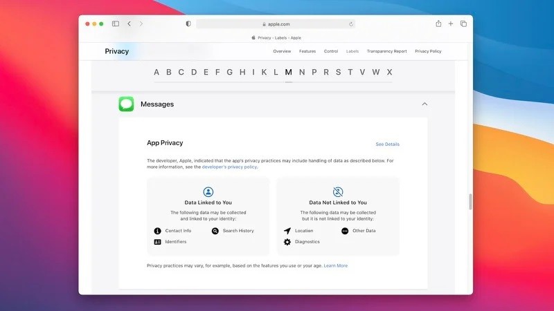 苹果推出网页版隐私标签，主动公开自家应用情况