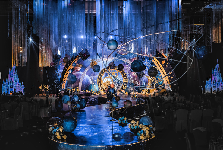 这场梦幻感的蓝金色系星空主题婚礼,见证了属于我们的爱情故事