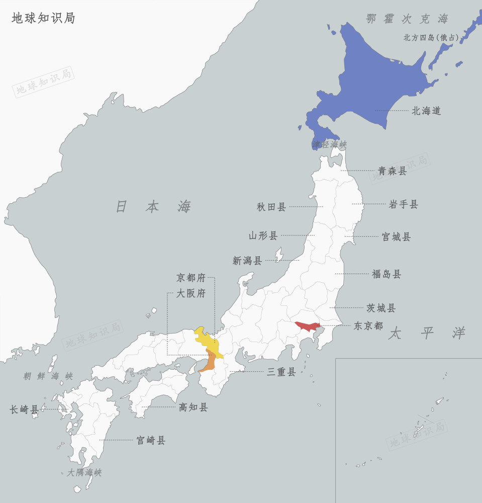 1都 1道 2府 43县广域地方公共团体是日本的一级行政区划,分为都,道