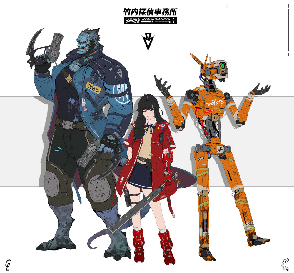 少女与机甲,jk 赛博朋克,这搭配太可了(韩国角色概念设计原画师gh