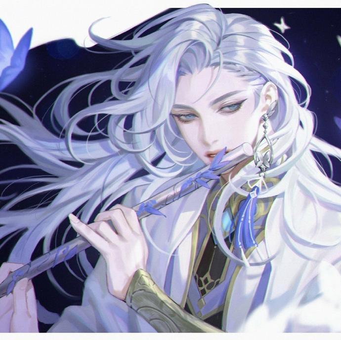 古风帅气男神 白发 头像 图片