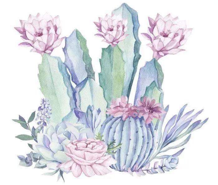 这种盐系的水彩画经常出现在和纸胶带里,相信有许多画师和手账爱好者