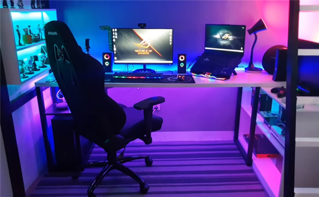 牛人把6㎡卧室改成游戏房!加装rgb灯和主机区,有那味儿了!