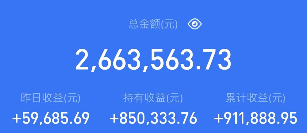 有个人分享他一天可以赚5万,我一看他的基金截图,他的本金就有快300万