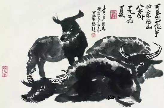 国画大师李可染画牛