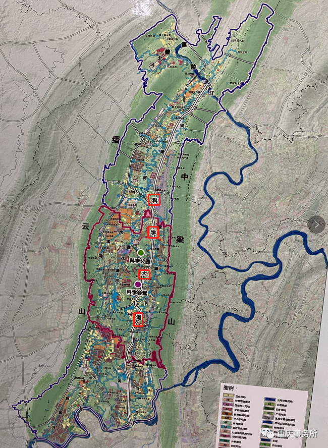 干线,其内部串连微电园核心区,科学公园,科学谷,科学会堂等核心节点
