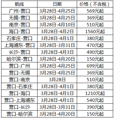 营口兰旗机场航班查询图片