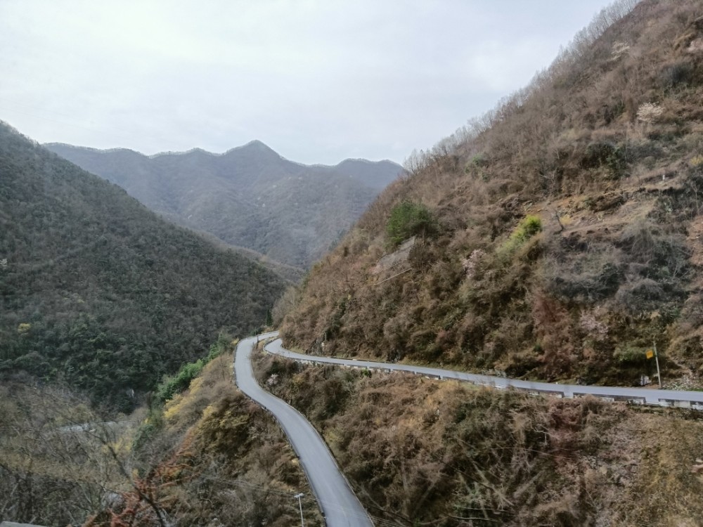 不愧是大秦岭最深处的县从县城坐公交去乡镇公路盘绕在山巅