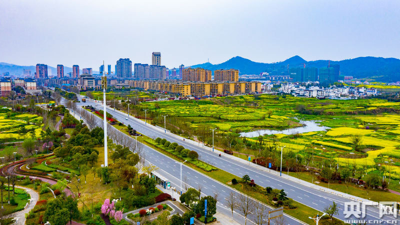 无人机航拍的湖口县城郊春景