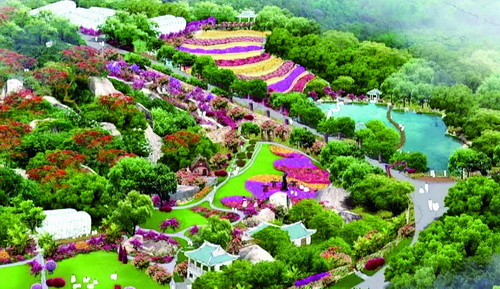 三角梅种质资源库建设效果图植物园集散广场鸟瞰图厦门市园林植物园