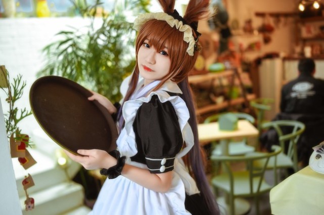 明日方舟阿米娅小驴子女仆咖啡cosplay