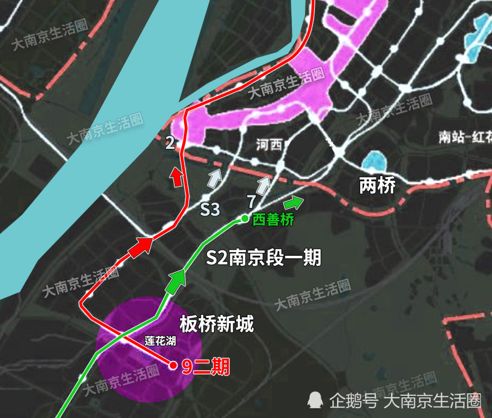 按照规划,这两条地铁将在板桥形成十字形交叉,向北s2可与7号线换乘,9