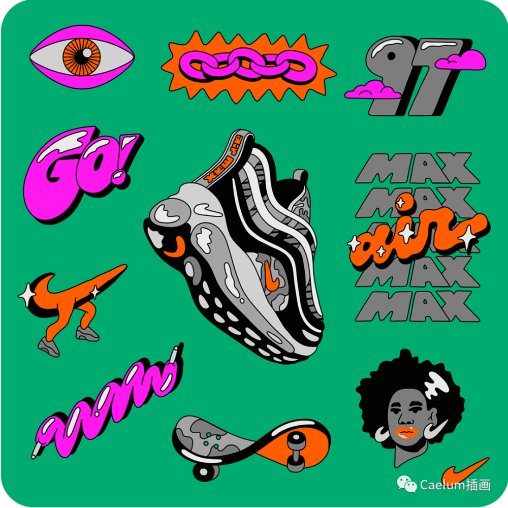 插画|潮流撞色的图形元素,来一场视觉冲击波