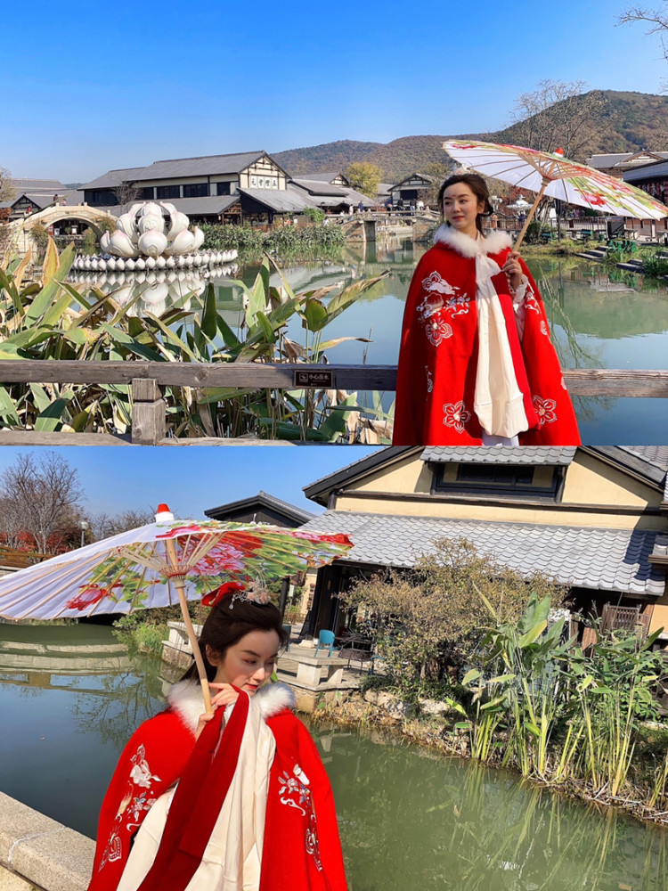 春日穿着汉服游拈花湾,梦回唐代_腾讯新闻