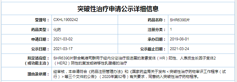 恒瑞|恒瑞、君实、诺和诺德等，6款新药纳入拟突破性治疗品种名单