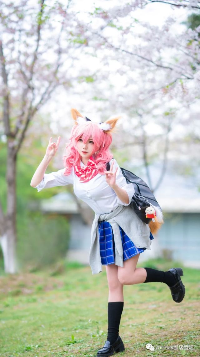cos:fgo晚樱 小玉jk.ver@楚楚子|coser|玉藻前_动漫