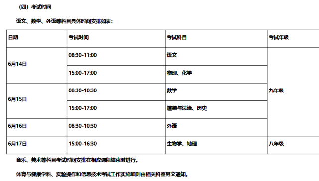 黃山市2021年中考時間確定考試科目及分值等公佈