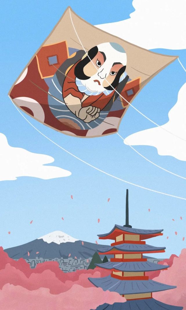 早期的日本风筝多为规整的长方形或半圆形,到了明治时代,形似"屁帘儿"