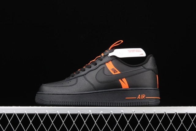 nikeairforce1lv8ksa黑橙色皮面空军一号